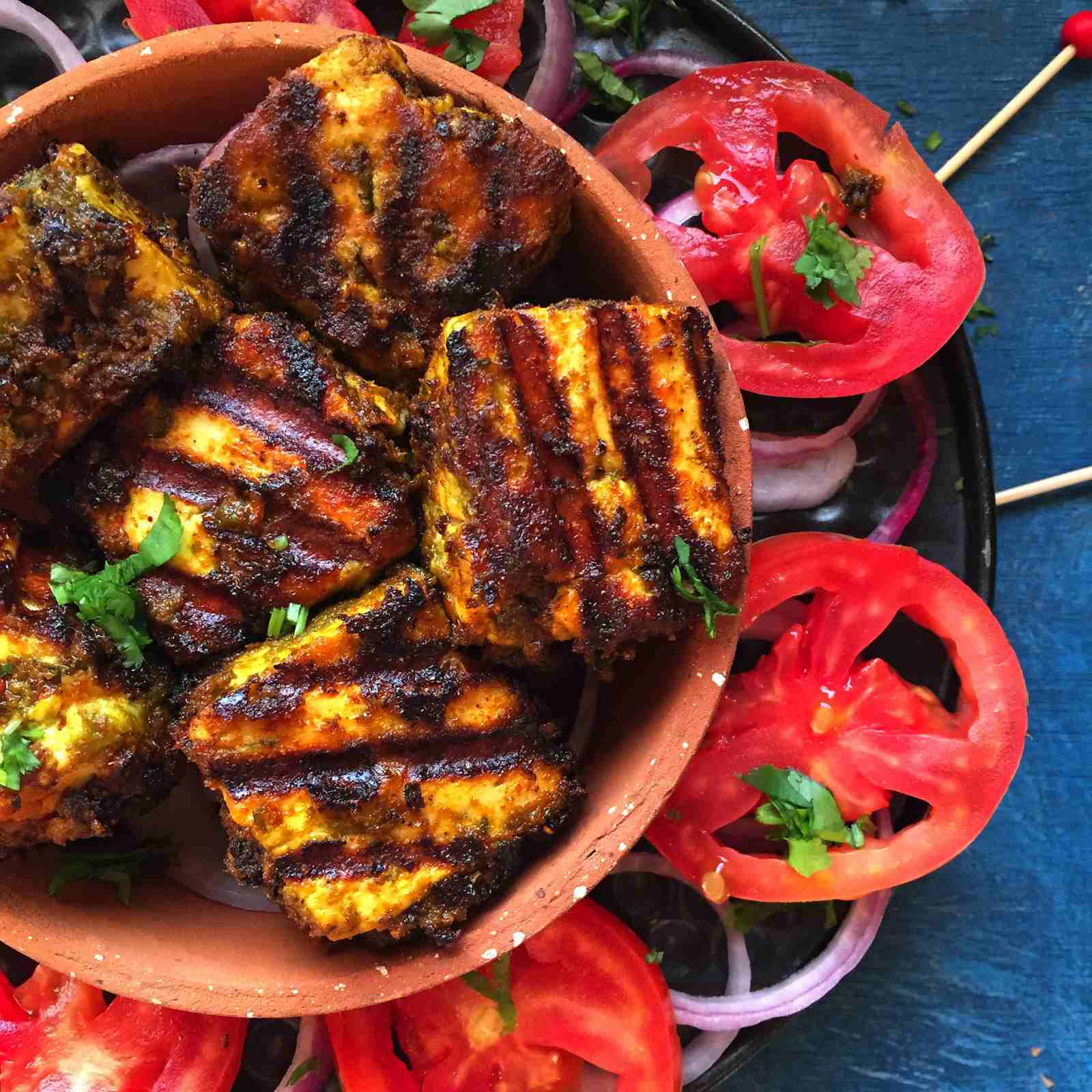 Grilled Paneer Methi Tikki Recipe