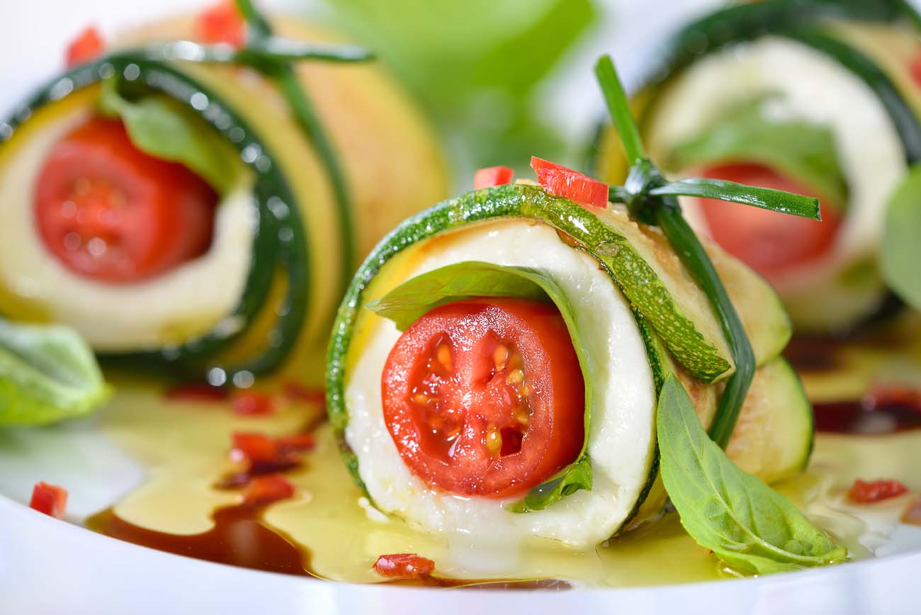 Roasted Zucchini Caprese Salad Rolls Recipe
