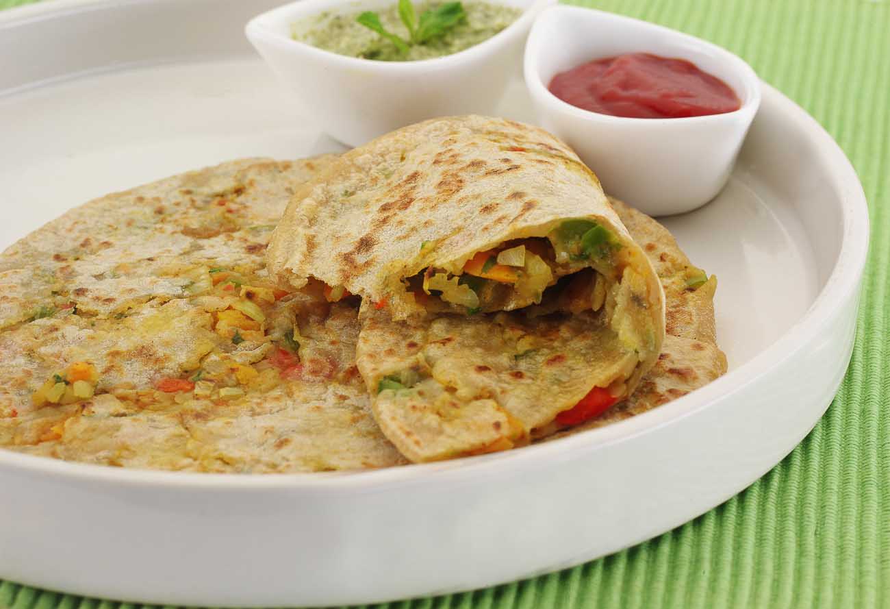 Cheese and Spring Onion Stuffed Parathas