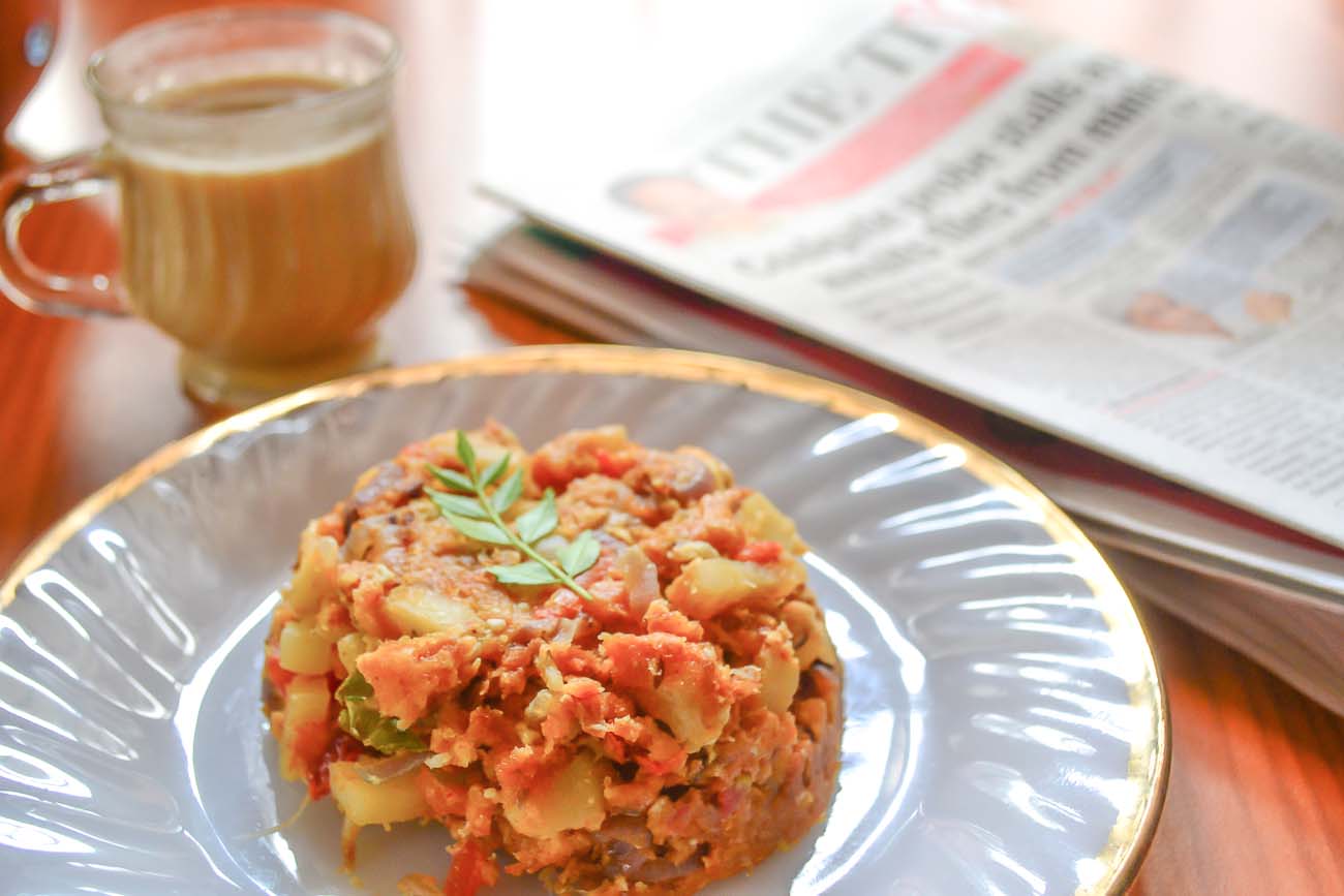 Scrambled Egg Bread Upma Recipe With Potatoes