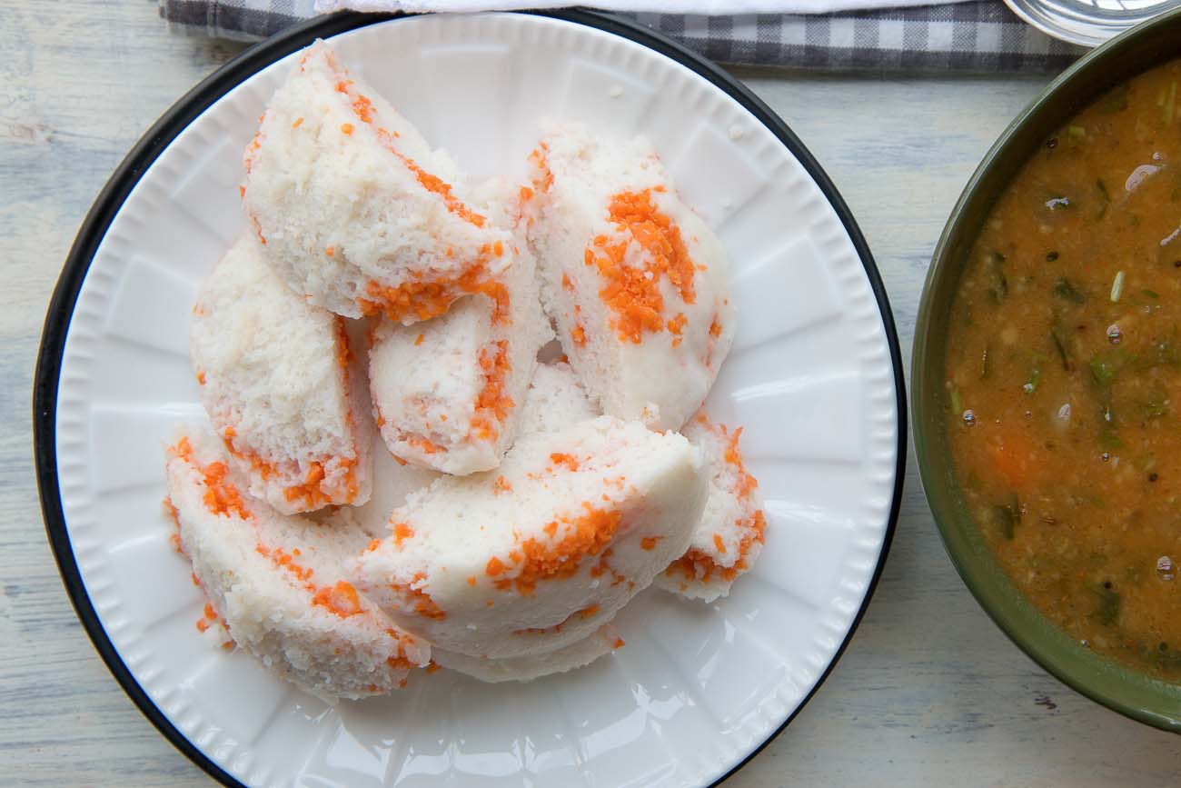 Carrot & Cheese Filled Idli Recipe