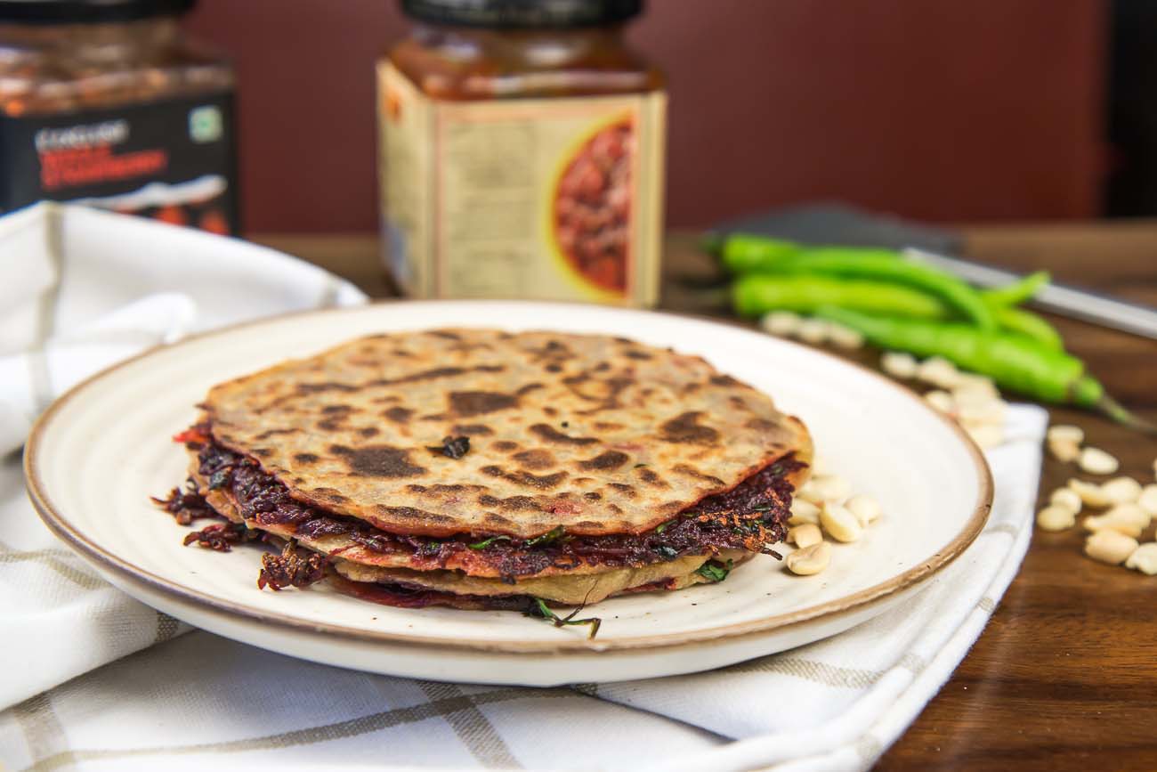 Beetroot Paratha Recipe Flavored With Peanuts