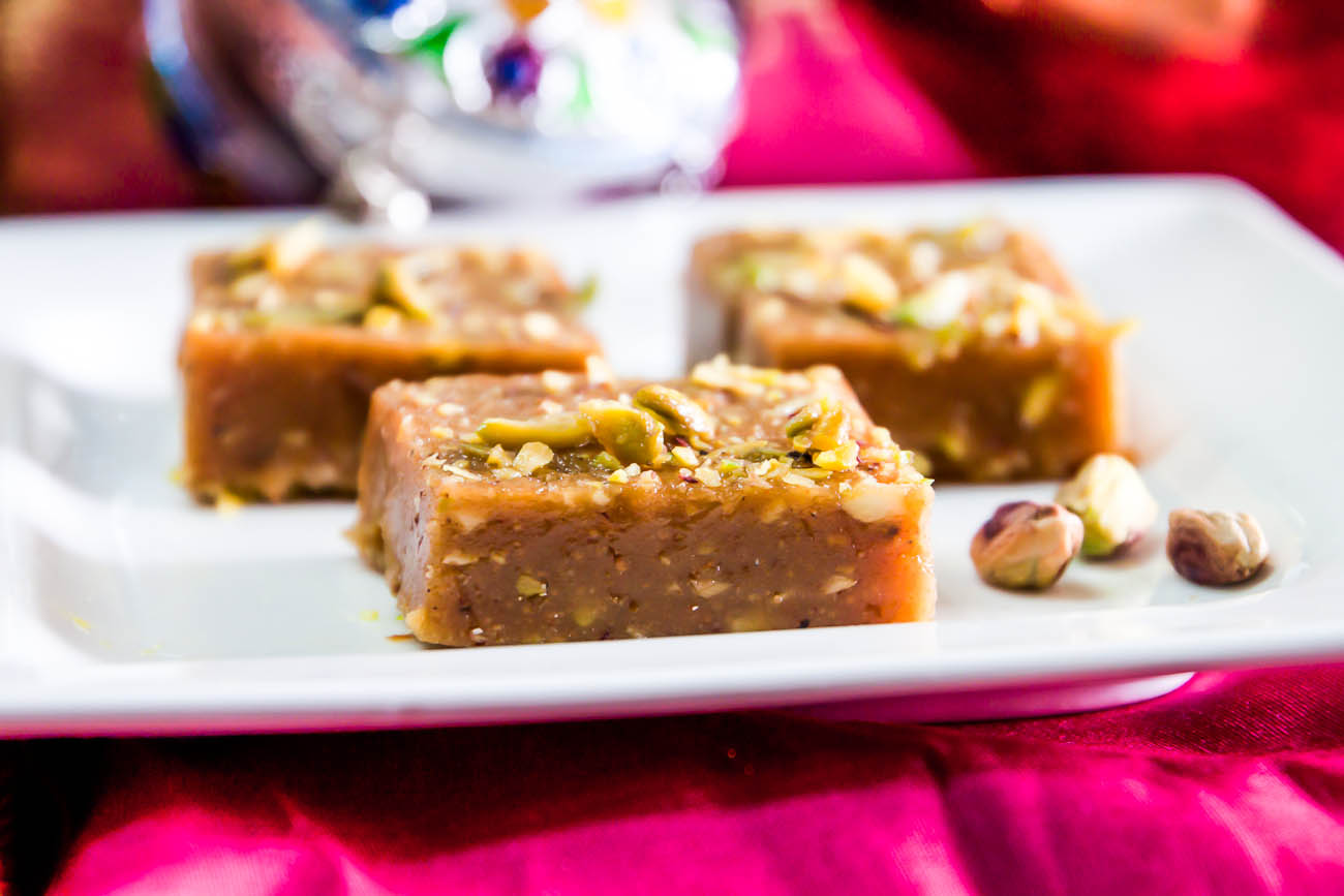 Traditional Gujarati Mohanthal Recipe - Gram Flour Fudge with Nuts and Saffron