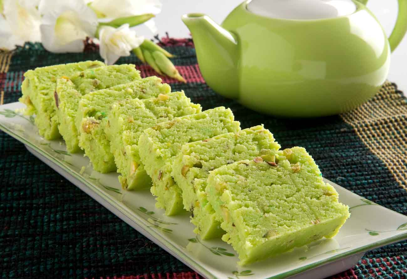 Pista Burfi Recipe - Indian Spiced Pistachio Fudge