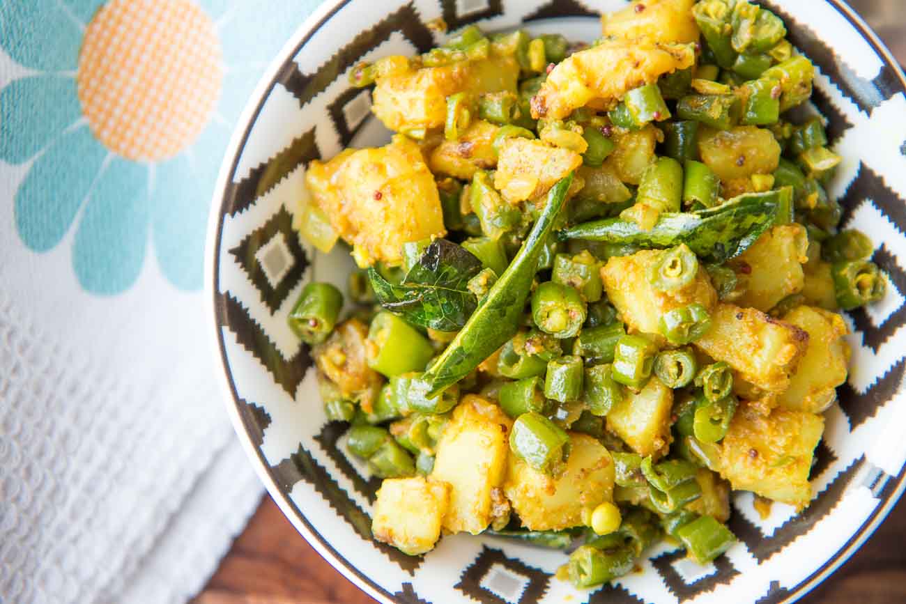 Aloo Beans Sabzi Recipe - Potato & Beans Stir Fry