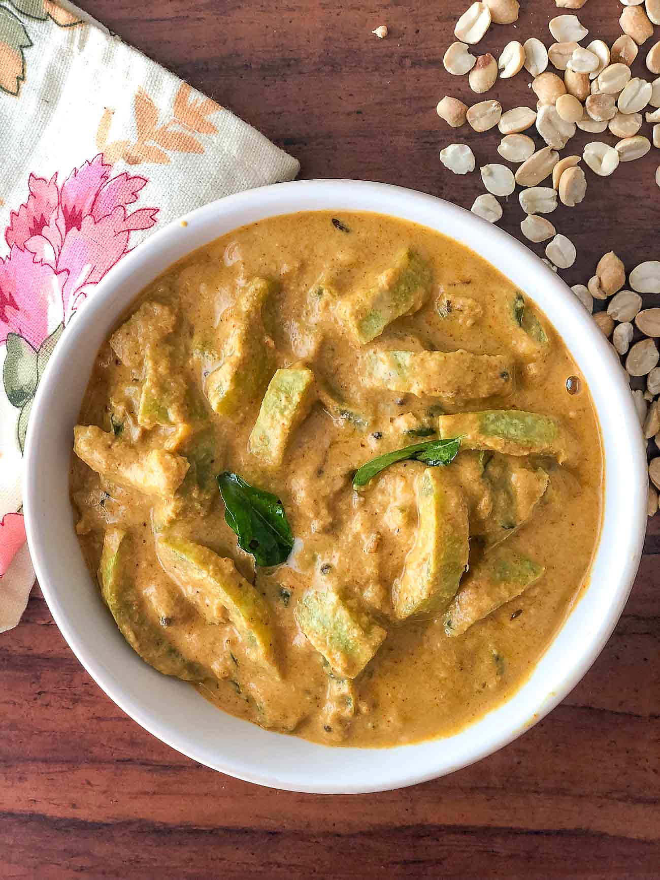 Snake Gourd Salan Recipe (Snake Gourd Cooked In Tangy Spicy Peanut Sesame Curry)