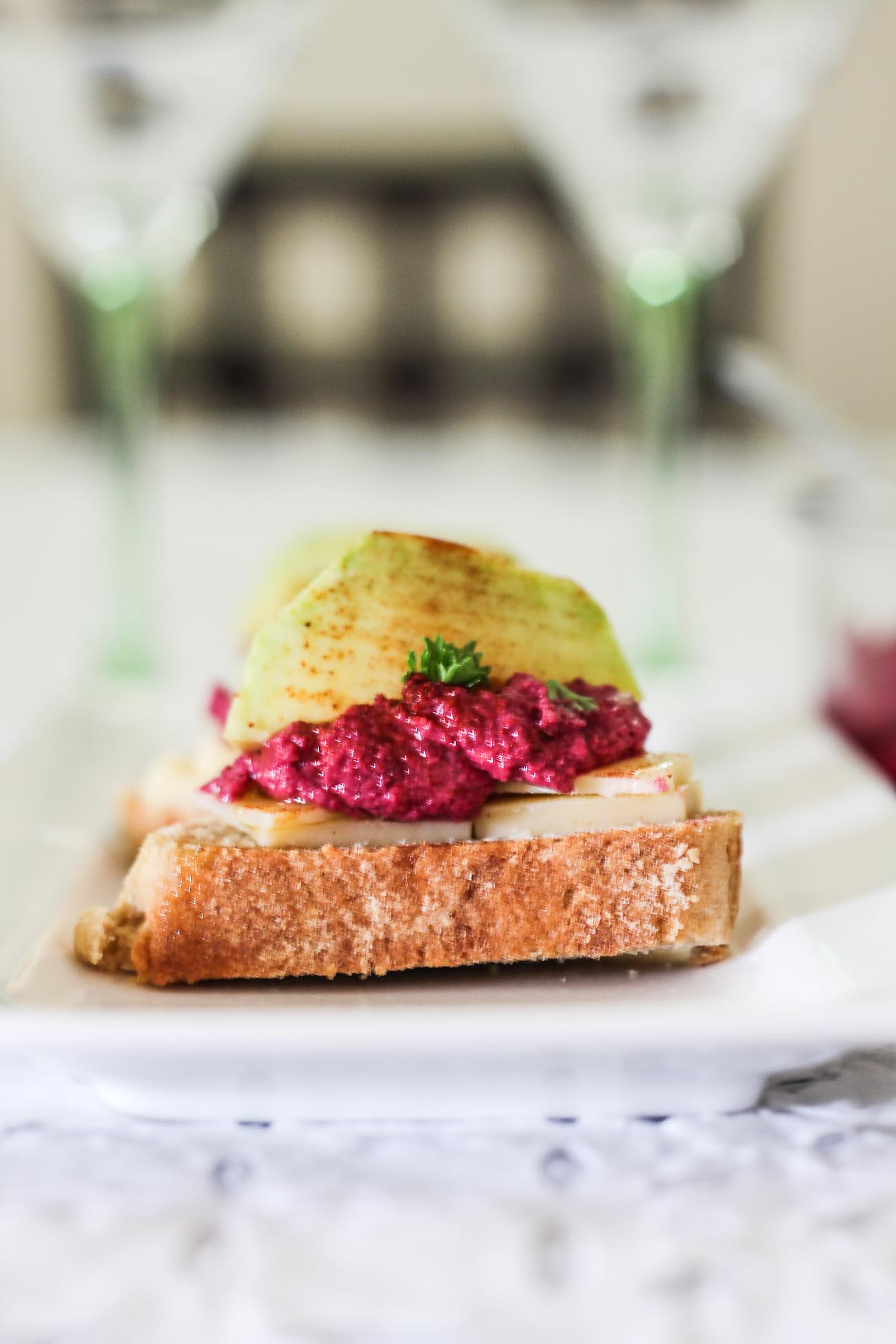 Beetroot Dip Rosemary Crostini Recipe With Fine Cheddar And Avocados