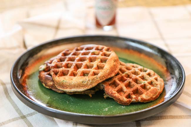 Savory Multigrain Waffles Recipe with Green Chillies & Tabasco Sauce