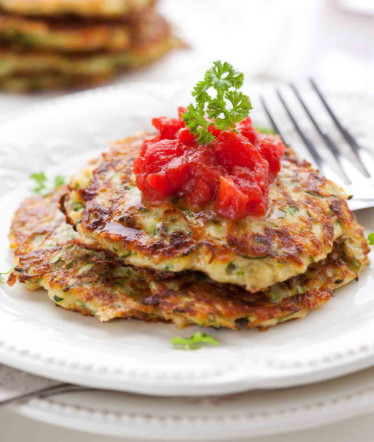 Zucchini Pancake Recipe With Tomato Salsa by Archana's Kitchen