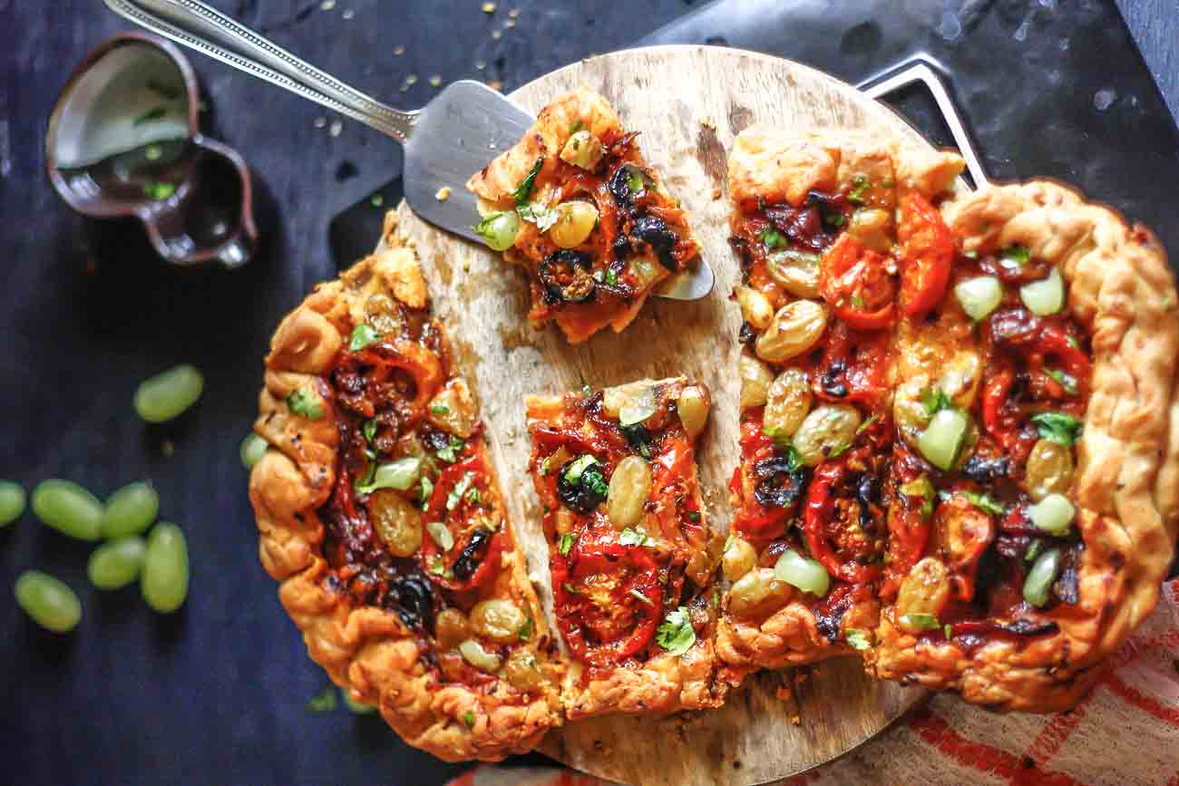 Savory Tart Recipe with Grape and Gouda Cheese