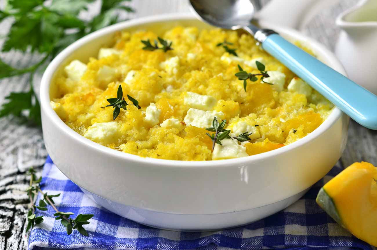 Spicy Millet Casserole with Pumpkin and Feta