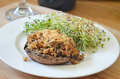 Stuffed Portobello Mushrooms Recipe With 7 Grain Rice And Sprout