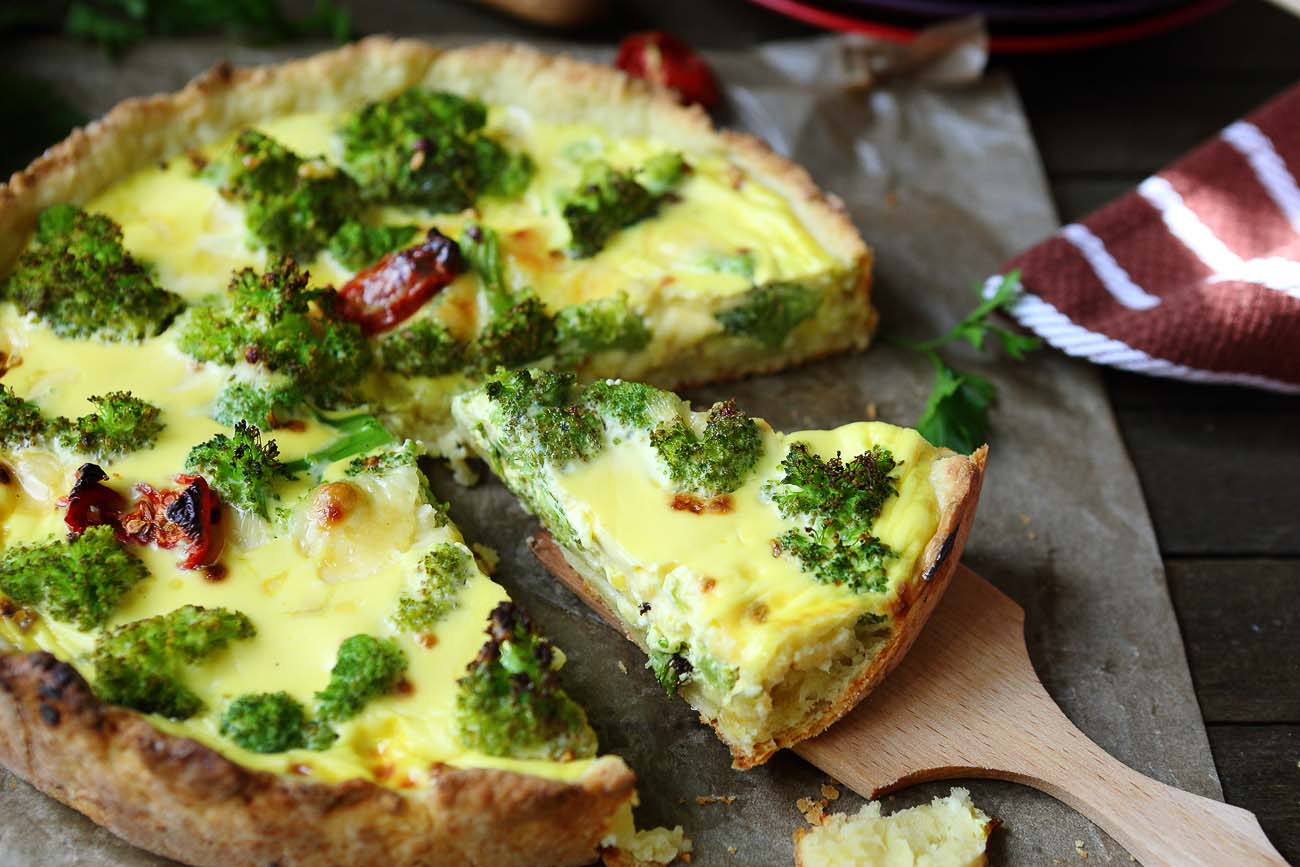 Broccoli Quiche Recipe (with Eggless option)