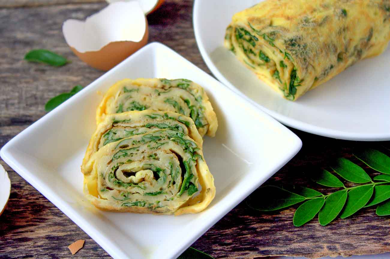 Egg Rolls With Moringa Leaves Recipe-Eggs with Drumstick Leaves