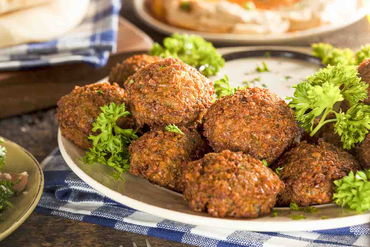 Crispy baked falafel made with chickpeas and herbs
