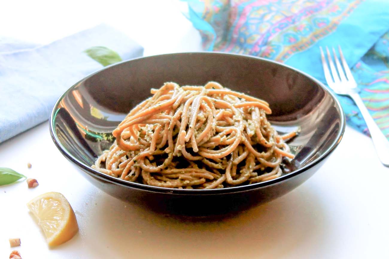 Whole Wheat Spaghetti With Avocado Basil Pesto Recipe