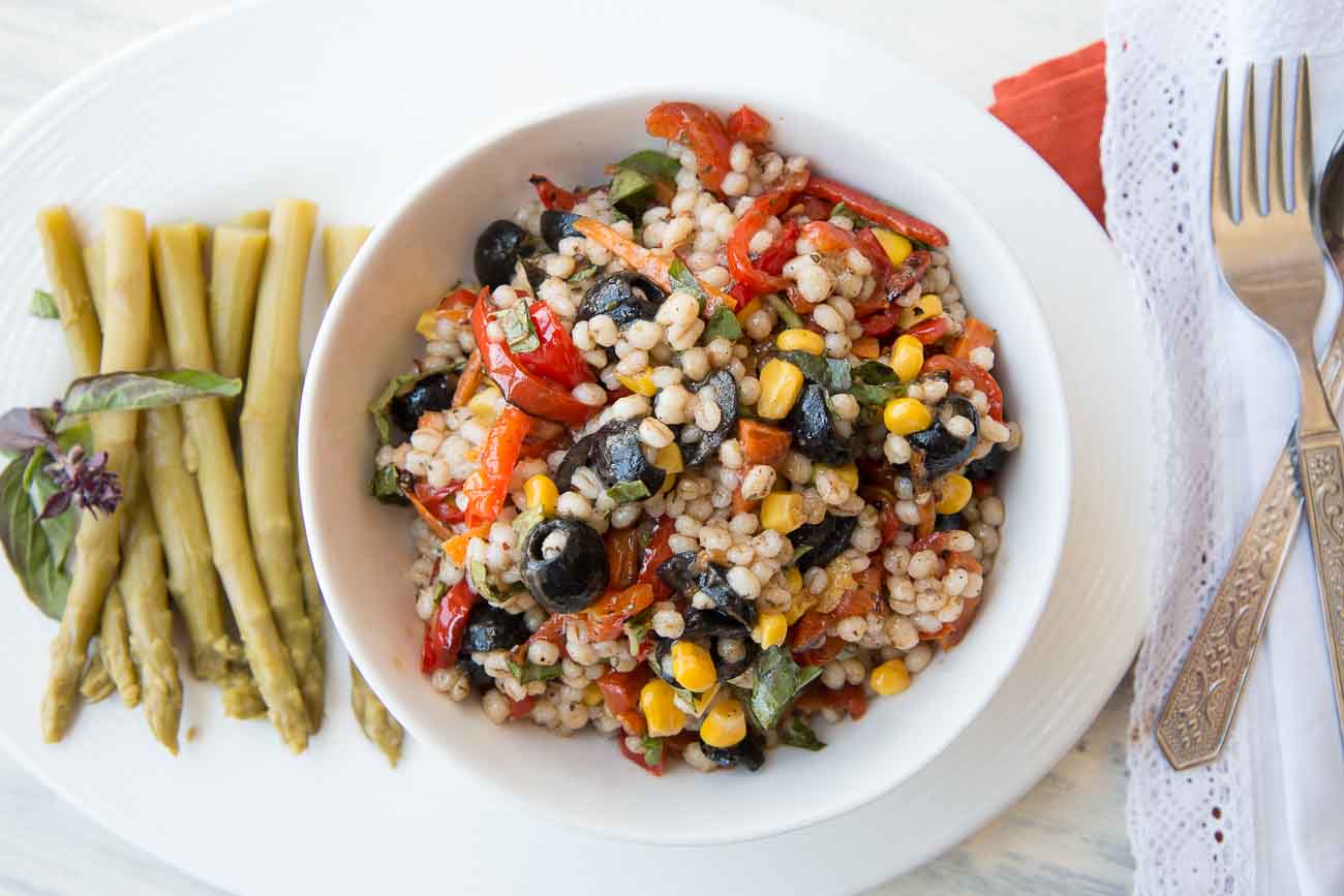 Barley & Roasted Vegetable Skillet Salad- Mediterranean Style