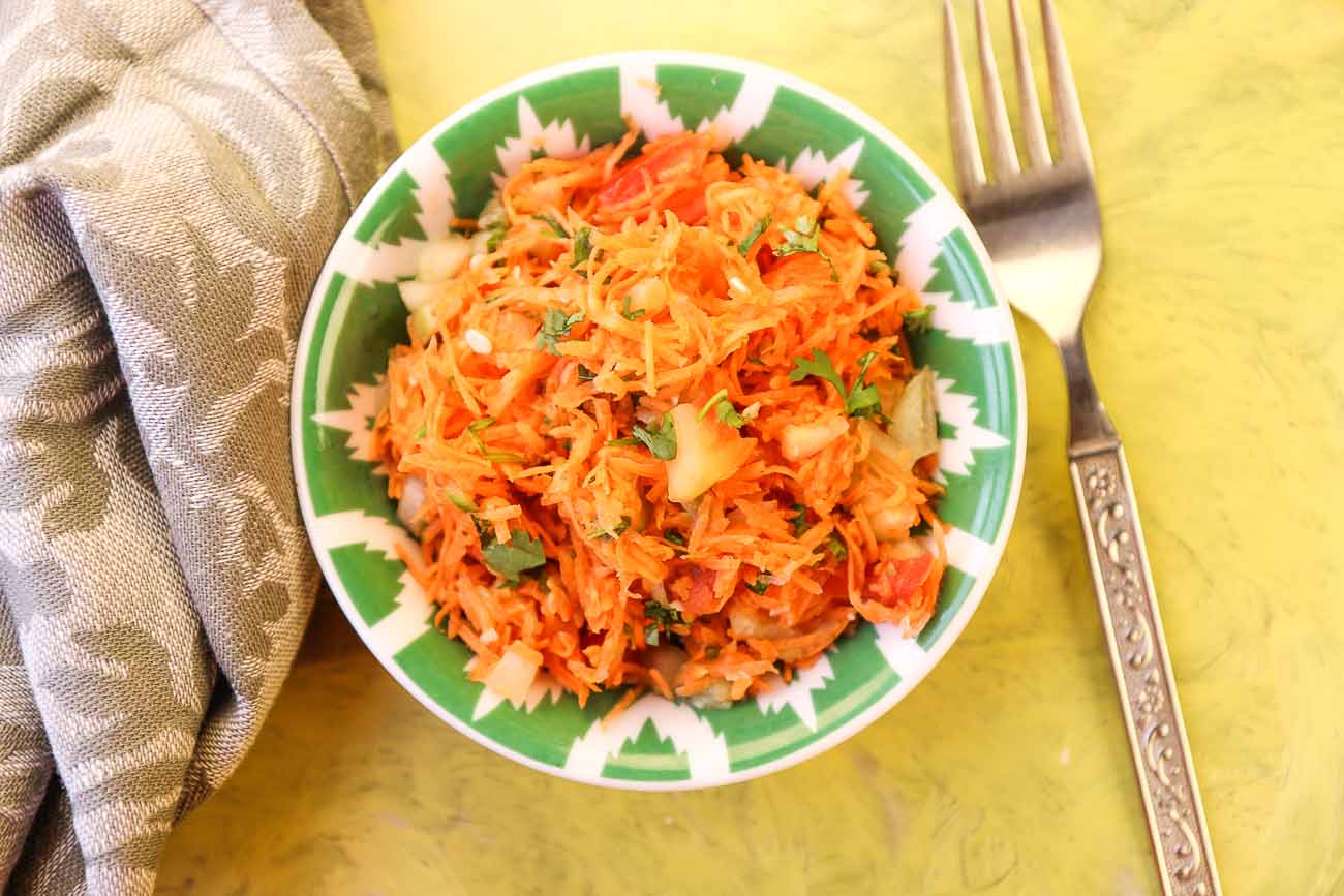 Carrot Cucumber Tomato Salad with Lemon and Coriander Recipe