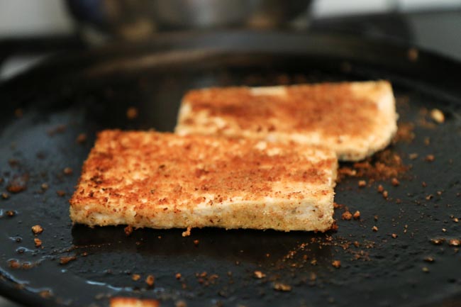 Pan Fried Tofu with Herbs and Bread Crumbs