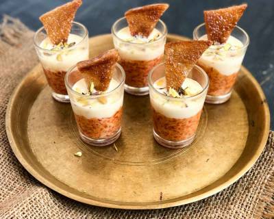 Shahi Tukda Gajar Halwa Shots With Rabri Recipe