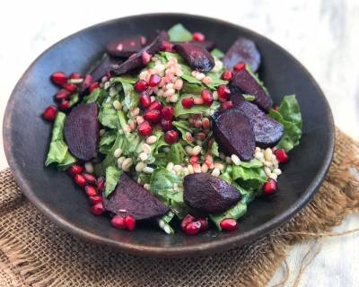 Roasted Beet Salad Recipe With Pearl Barley & Spinach