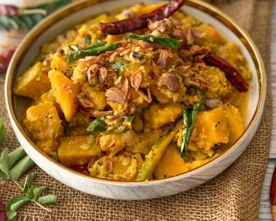 Kerala Pumpkin Black Eyed Beans Erissery Recipe