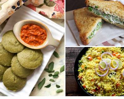 Kids Lunch Box Menu Plan-Green Peas Sandwich,Aloo Pyaz Sabzi, Pudina Idli & More