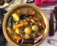 Sprouted Kollu Sambar Recipe - Horse Gram Sambar With Vegetables