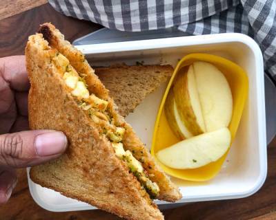 Kids Lunch Box Ideas: Broccoli Paneer Peanut Sandwich And Apples