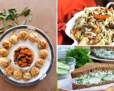 Kids Lunch Box Menu Plan-Masala Paniyaram, Masale Baath, Grilled Spinach Sandwich & More