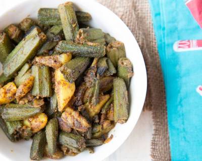 Aloo Bhindi Recipe Flavored With Mustard And Poppy Seeds