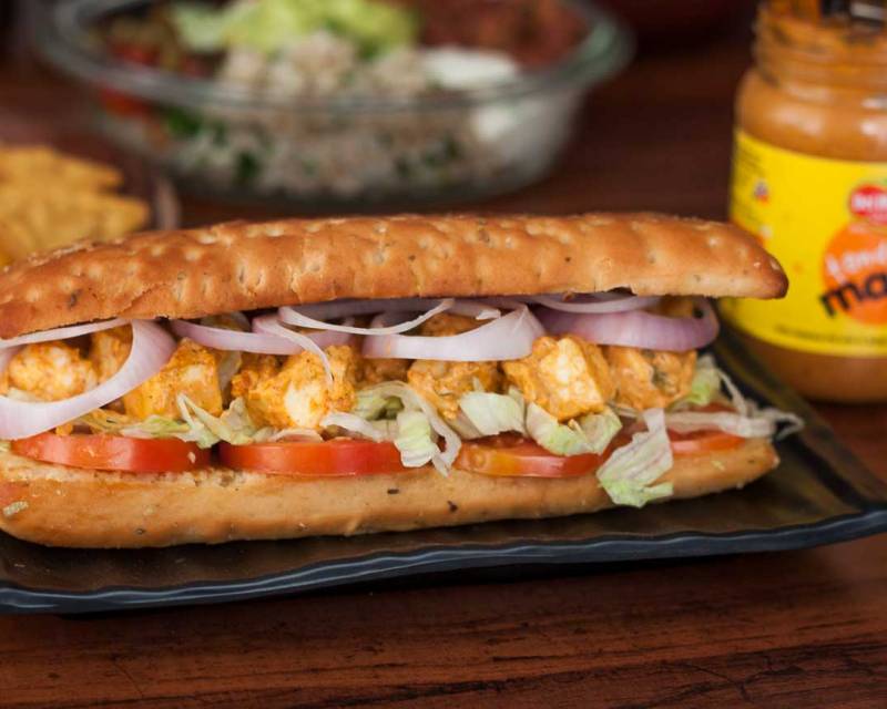 Paneer Tikka Sub Sandwich Recipe With Tandoori Mayo