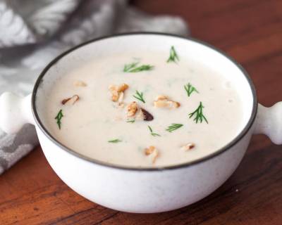 रोस्टेड कॉलीफ्लॉवर दिल सूप रेसिपी - Roasted Cauliflower Dill Soup Recipe