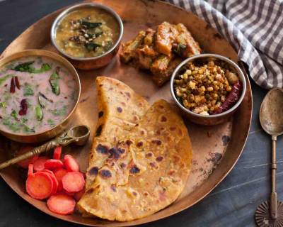Everyday Meal Plate:Sol Kadhi,Bende Kayi Huli,Matki Chi Usal & Roti