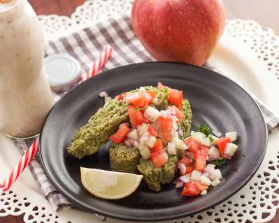 Breakfast Meal Plate: High Protein Broccoli Loaf, Salsa & Smoothie 