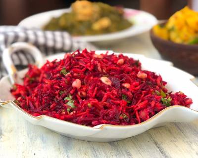 चकुंदर, गाजर और ककड़ी का सलाद रेसिपी - Beetroot, Carrot & Cucumber Salad with Peanuts Recipe