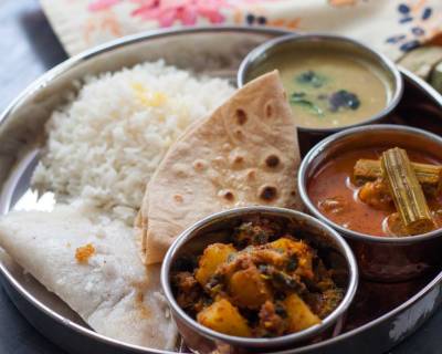 Everyday Meal Plate Ideas: Kotte Saru, Magge Kodel, Patholi, Phulka & Rice