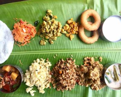 Traditional Pongal Sapad on Banana Leaf With Recipes