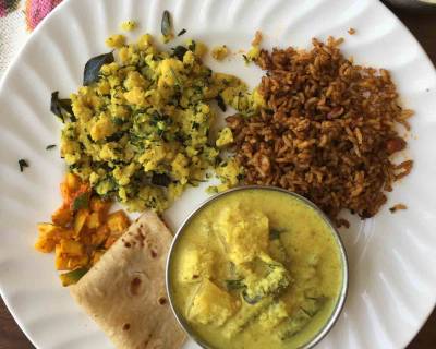 Everyday Meal Plate: Methia Keerai Paruppu Usli,Mor Kuzhambu,Puliyodharai & Phulka