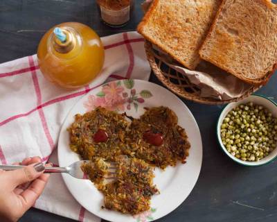 Breakfast Meal Plate: Sweet Potato & Spinach Hash Brown, Toast & Juice