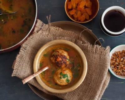 Breakfast Meal Plate:Karnataka Style Bonda Soup,Kesari Bhaat & Tea