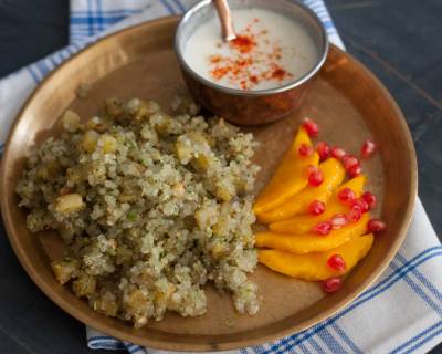 Breakfast Meal Plate : Kolhapuri Sabudana Khichdi, Curd & Mango