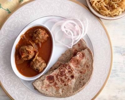 Everyday Dinner Meal Plate: Kashmiri Rista, Tawa Paratha & Semiya Kesari