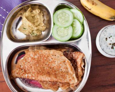 Breakfast Meal Plate : Mangalorean Style Bella Dosa,Pudalangai Thogayal & Salad