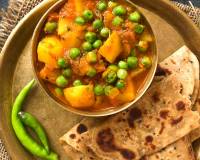 Aloo Matar Sabzi Recipe - Potatoes Peas In Tomato Gravy