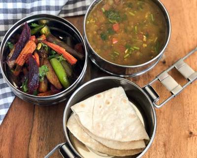 Lunch Box Recipes: Beetroot Baby Corn Sabzi, Masoor Dal & Roti