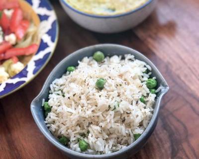 Herbed Buttered Rice Recipe With Green Peas 