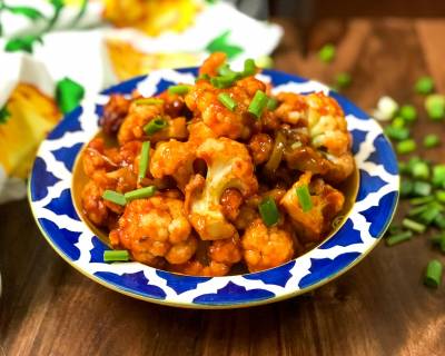 Baked Gobi Manchurian Recipe - Healthy Cauliflower Manchurian Recipe