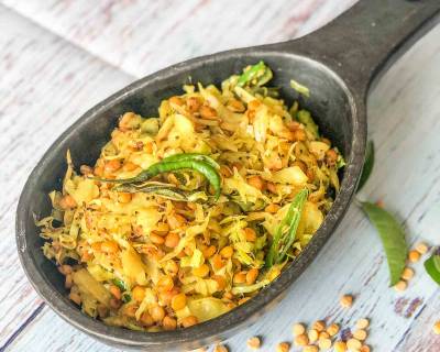 Cabbage Chana Dal Sabzi - Gobi Chana Dal Recipe