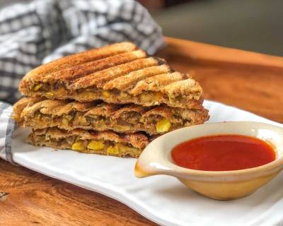 High Protein Grilled Rajma Corn Sandwich Recipe 